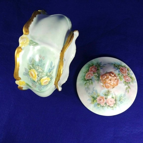 Porcelain Bowl with Lid Gold Trim Hallmarked Bavaria Germany - Picture 6 of 12